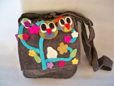 BORSA TASCAPANE PICCOLA  TRACOLLINA A SPALLA LANA COTTA GUFETTO ETNICO NEPAL