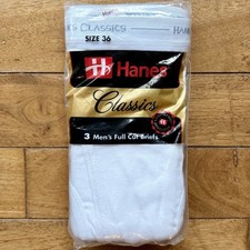 NEW 3pc VTG 90s 1993 Hanes Classics Full Cut Briefs White Cotton Men Sz 36