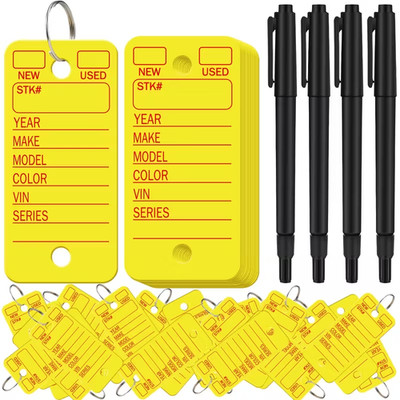 Car Dealer Key Tags 500 Pack Heavy Duty Yellow Auto Dealership