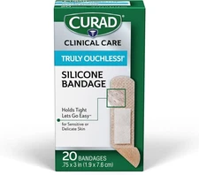 CURAD Truly Ouchless!® Silicone Bandages, .75" x 3", For 20 Count (Pack of 1) 