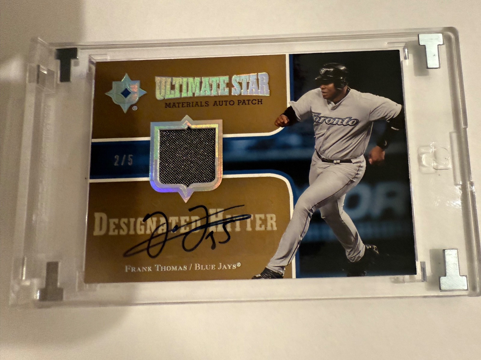 2007 Ultimate- Frank Thomas- Auto Autograph Patch- Blue Jays- 2/5