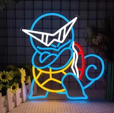 16"x15" Squirtle Anime Vivid LED Neon Sign With Dimmer USB Powered Light Lamp