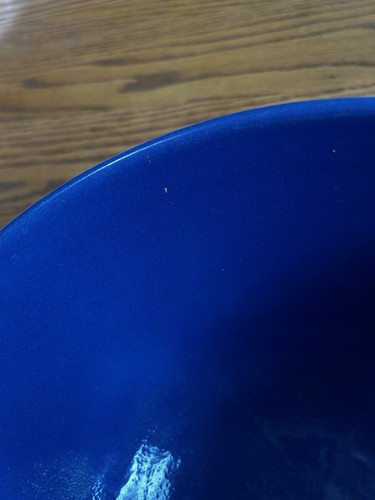 VINTAGE BAUER POTTERY RINGWARE COBALTO #9 CIOTOLA DI MISCELAZIONE 10 5/8" DIAMETRO 5 1/2" ALTEZZA - Foto 16 di 21
