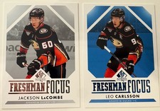 23/24 Sp Authentic Leo Carlsson, Jackson Lacombe Freshman Focus Rookie- Ducks RC