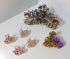 6 Metal Crystal Hair Clips Flower Patterns Women's Girl Claws Clips 3 sizes 