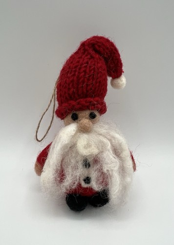 Pottery Barn Red Santa w White Beard Felt Ornament 5” Christmas Decor