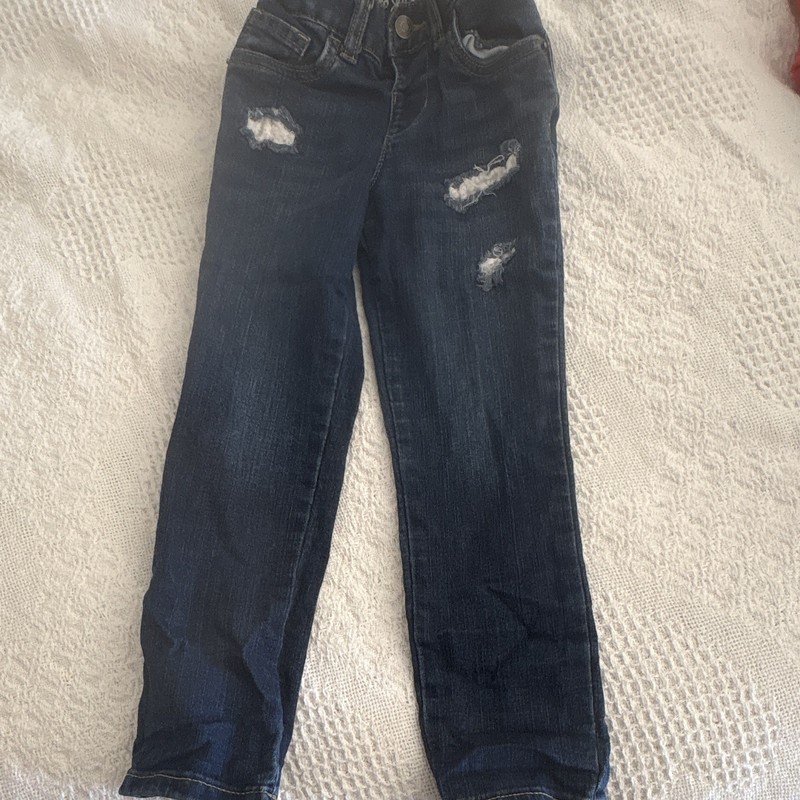 Cat & Jack 5T Blue Denim Jogger Jeans Drawstring Elastic Waist Stretch Solid