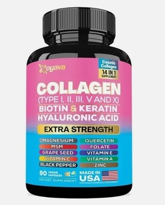 Collagen Complex Capsules 64000mg Biotin Keratin Hyaluronic Acid 90 Count New Se