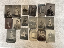 EARLY 1900 s LOT OF 17 TIN TYPE PHOTOGRAPHS PORTRAITS ADULTS CHILDREN