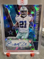 2019 Panini Prizm Ezekiel Elliott Blue Cracked Ice 11/20 SSP Auto Cowboys
