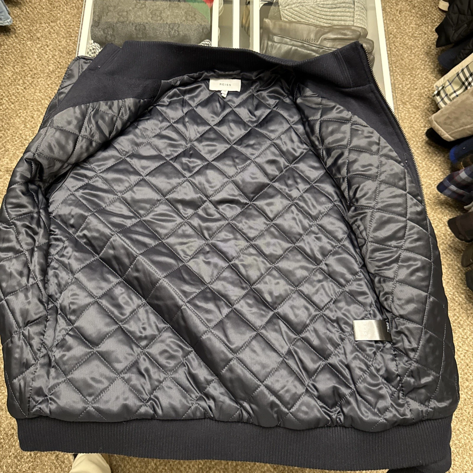 Reiss Dunstan Navy Brushed Wool Blousen Winter Jacket Coat Men’s XL $670 image 4