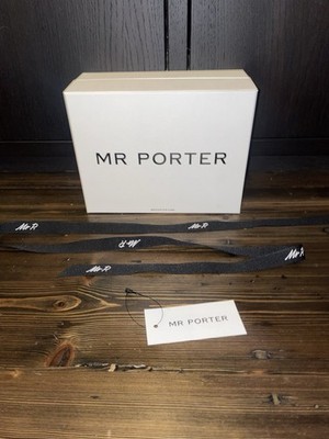Seltene Mr Porter Box mit Etikett, Taschentuch & Markenband - ca. Größe: 21x16x9cm