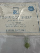 New Pottery Barn Kids GREEN Sheer Panels Curtains 44x63  polka dot