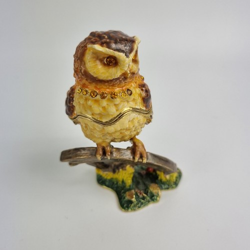 Ciel Eule & Pilz Schmuckschatulle emailliert mit Juwelen magnetischer Klappdeckel 3,5" Höhe - Bild 4 von 8