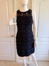 Ralph Lauren Navy Blue Floral Appliqué Sleeveless Mini Dress Size 4
