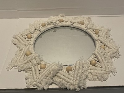 Boho Bead Macrame Mirror Wall Decor 16  NEW (Mirror 9 )