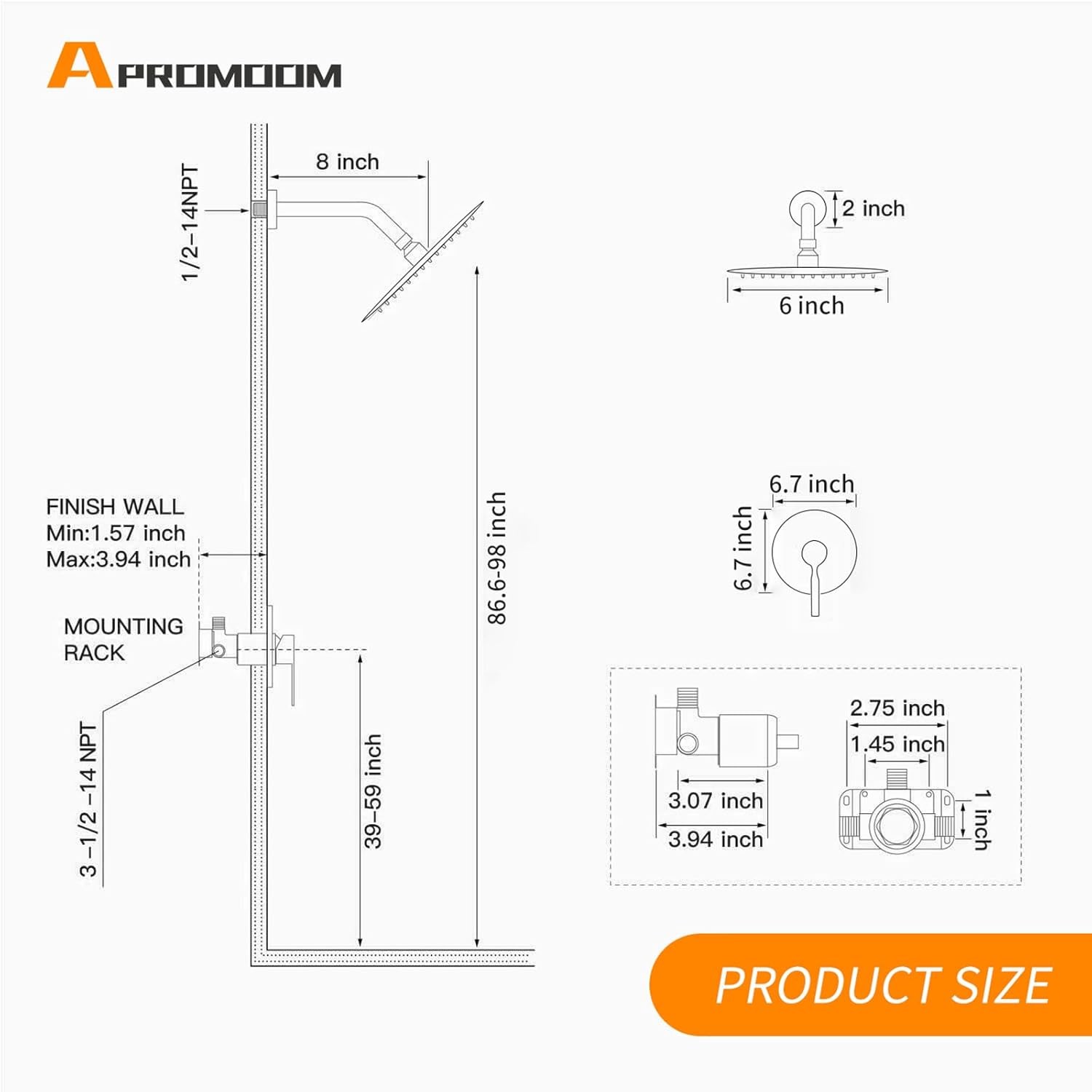 Shower Head And Faucet Set Complete With Valve Shower Fixtures6 Inch Rain Shower