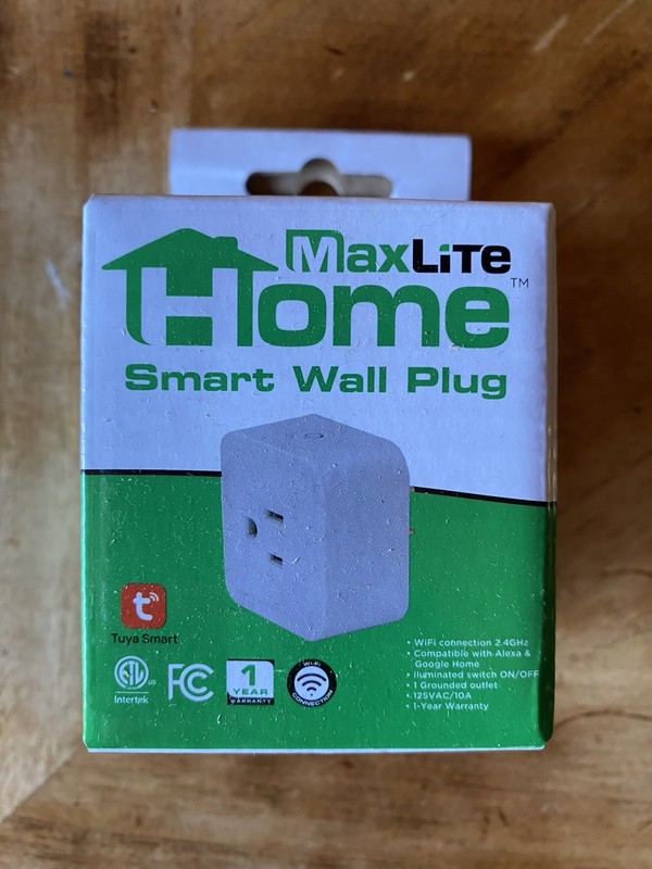 MaxLite Smart Wi‑Fi Plug, Works w/ Alexa & Google, Indoor 125V 10A White