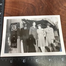 Vintage 1940s Black White Photo Military Man with Family on Street