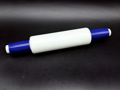Vintage Speckled White Blue 16'' Fillable TUPPERWARE Rolling Pin 9'' Body with Cap