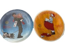 Set Of 2 CHRISTMAS 1981 And 1980 Norman Rockwell Knowles Collectors Plate