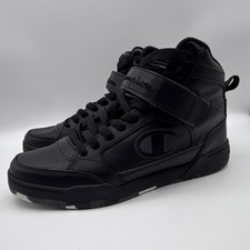 Champion Arena Power Hi Men's Lace Up Sneakers Black Leather High Top size 8.5