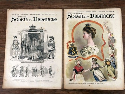 2x Kleines Tagebuch SONNTAGSSONNE 1898 Königin Königin Wilhelmina Krönung