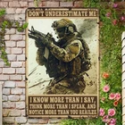 Vintage Military Tin Metal Sign Army Veteran Themed Wall Decor 8x12