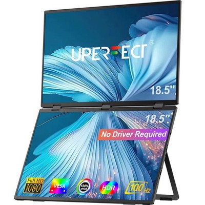 18.5'' 1080P 100Hz Dual Monitor w/Stand & VESA For Laptop PC Game No Need Driver
