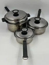 Vintage 1960s Regalware "Twin Star" 7-Pc. Stainless Steel Cookware Set - Nice!