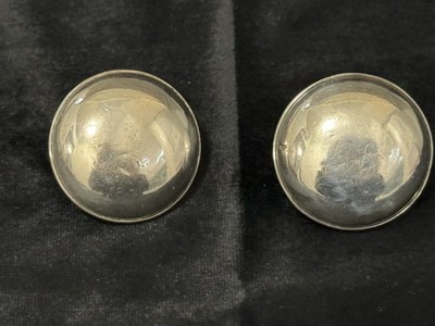 2 Antique 1.5 Inch Round Sterling Silver Cement Filled Cabinet Or Drawer Pulls