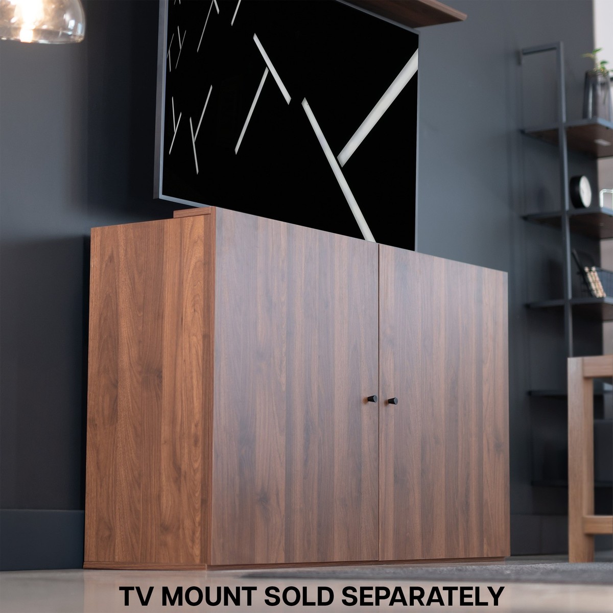 VIVO Walnut Motorized Vertical Lift Concealed TV Cabinet, Hold 32
