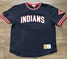 VTG Cleveland Indians Jersey Shirt Mitchell & Ness Size L Cooperstown Collection
