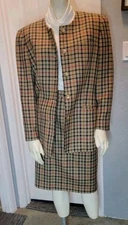 VTG 90's DAKS London Tartan Plaid Womens Wool Suit 28" Waist Skirt