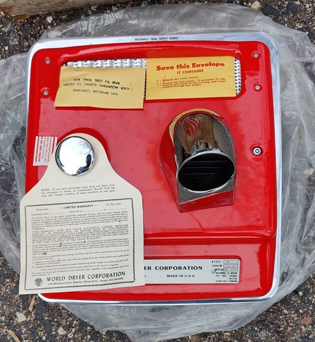 Rare Vintage Post Modern American Hand Dryer Model RB World Dryer Red NOS