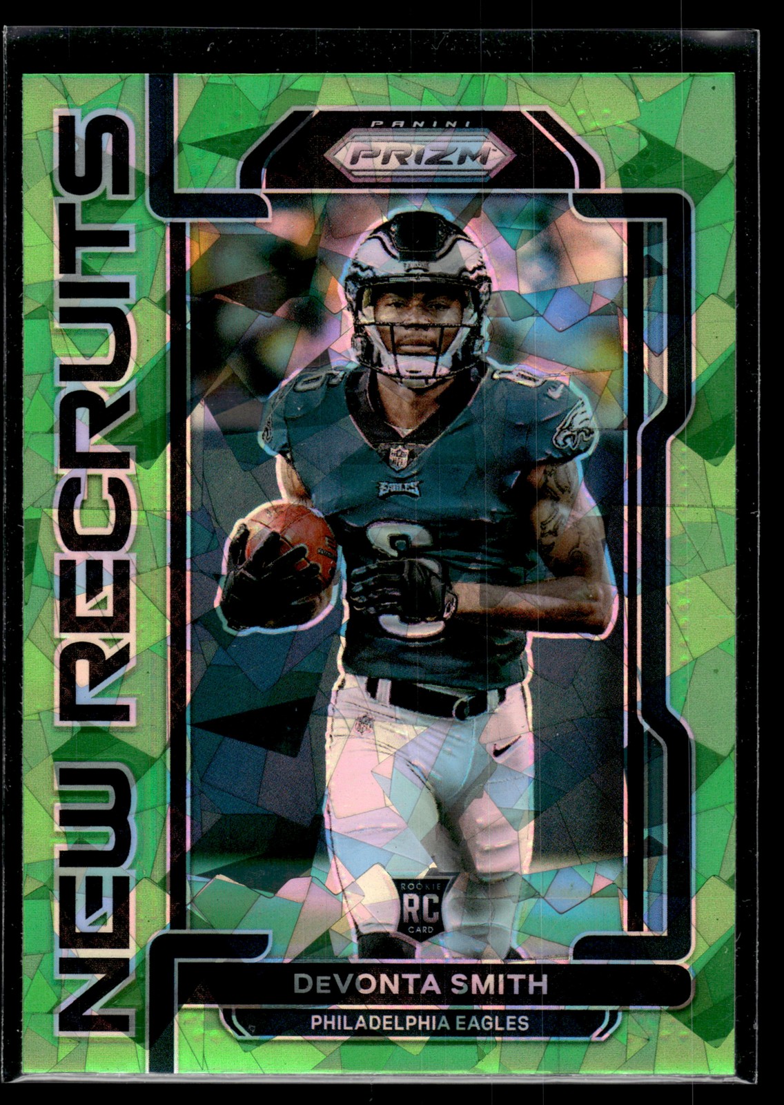 DeVonta Smith 2021 Panini Prizm New Recruits Green Ice Prizm Rookie Card #NR-6