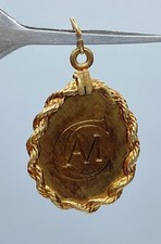 13K Yellow Gold Initial Rope Border Pendant 3.5g