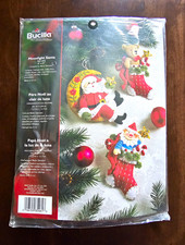Bucilla MOONLIGHT SANTA Felt Ornaments Kit 85461 Christmas OOP HTF "Sealed"