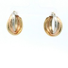 14k Tri Color Gold Hollow Hoop Earrings C31023487 