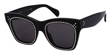 Celine Women's Black Cat-Eye Sunglasses w/ Encrusted Rim - CL4004IS 01 - Italy