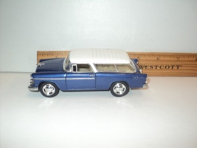 Kinsmart Kintoy 1955 Chevy Bel Air Nomad Scale 1:40 Blue & White Pull-Back 5'' L
