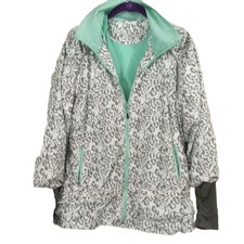 Mpg Gray Animal Print Cinched Bungee Waist Athletic Jacket Women's Medium