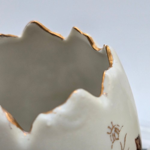 2 Vintage Napcoware Cracked Egg Vase Planters Porcelain w Gold Trim Hand Painted - Picture 7 of 9