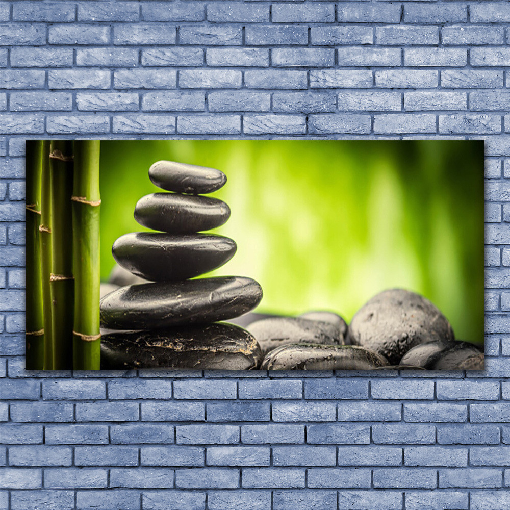 Tableau en verre impression bambou 140x70 cm nature zen