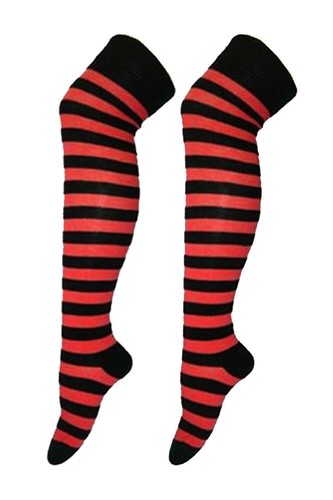 Women Plain Striped Stretchy Over the Knee Thigh High Socks Ladies Cotton Lycra - Picture 33 of 71