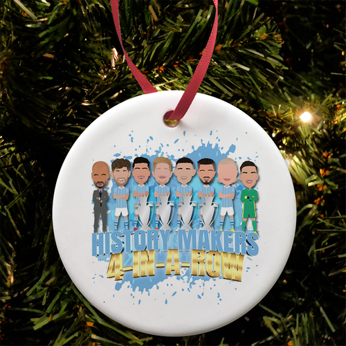 Man City Champions 2024 Baumschmuck Kugel Keramik 4 in einer Reihe tolles Geschenk - Bild 4 von 4