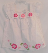 NWT Gymboree White Shirt w/ Embroidered Flowers short Sleeves size 7