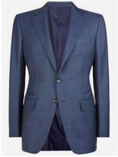 Navy Windowpane Glen Check Custom Made Men Suit,Tailored Bespoke Mens Plaid Suit