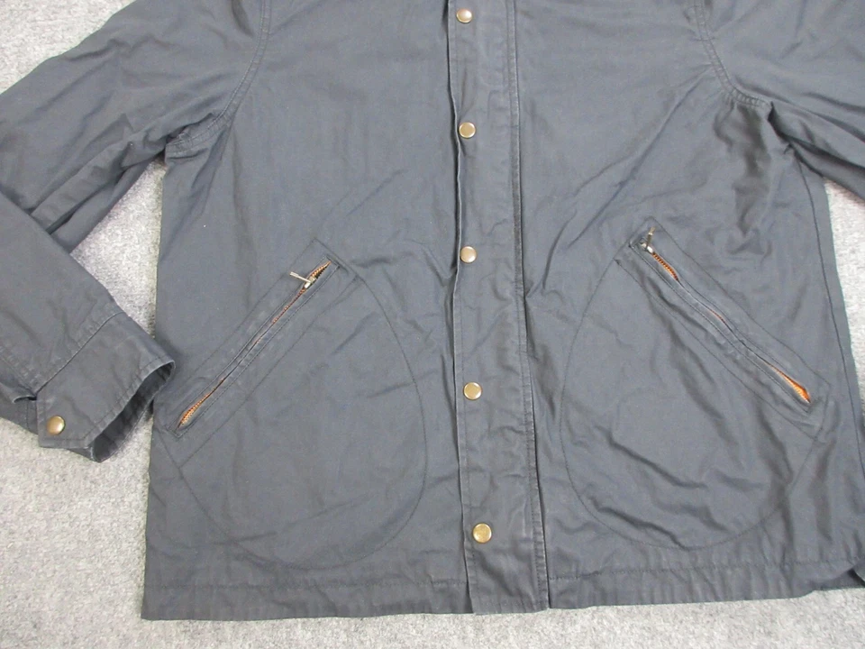 Chaqueta Jack Spade Para Hombre Extra Grande Azul Algodón Encerado Cremallera Completa Campo Tincloth Abrigo Foto 2 de 4