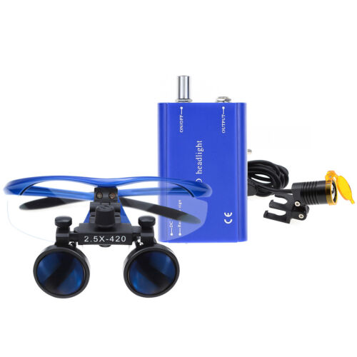 2.5X Surgical Binocular Loupes & 3W LED Headlight & Blue Aluminum Box DY-003 - Picture 3 of 23